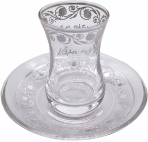 כוס זכוכית הטבעת כסף רימונים